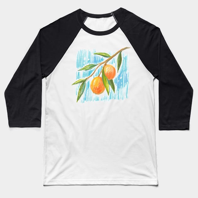 Orange Branch HAnd Drawn Baseball T-Shirt by Mako Design 